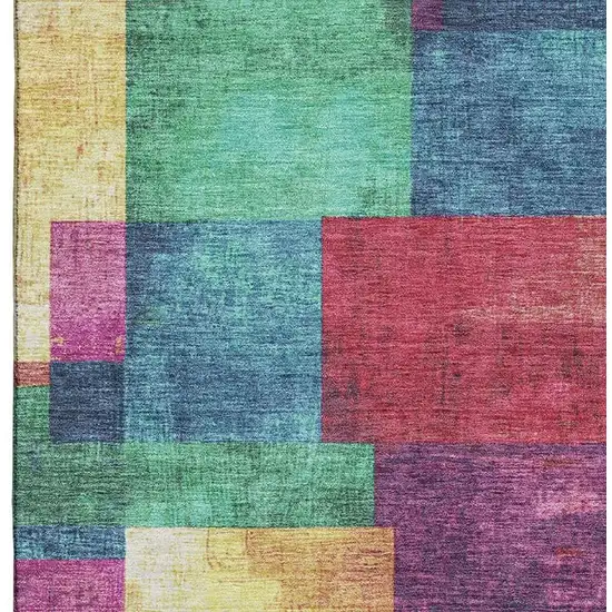 Gold Purple And Red Geometric Washable Area Rug With UV Protection Photo 4