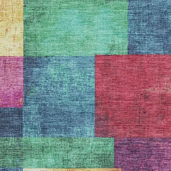 Gold Purple And Red Geometric Washable Area Rug With UV Protection Photo 3