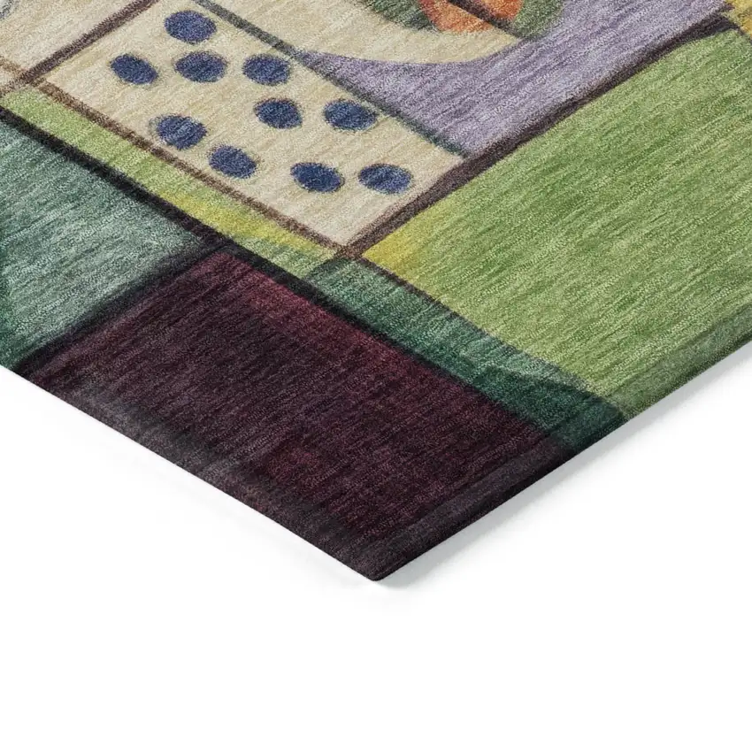 Gold Purple Orange And Blue Abstract Washable Indoor Outdoor Area Rug Photo 9