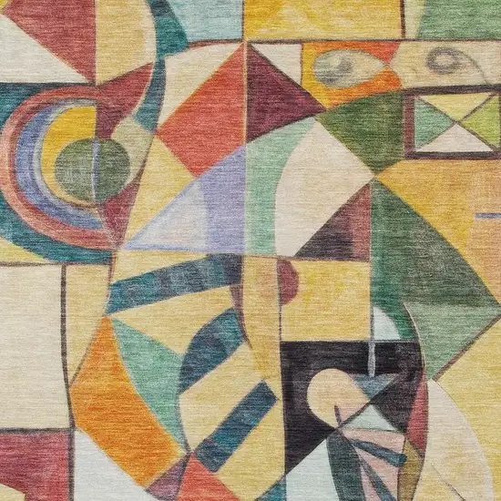 Gold Purple Orange And Blue Abstract Washable Indoor Outdoor Area Rug Photo 3