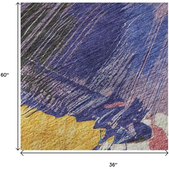 Gold Purple Teal And Red Abstract Washable Area Rug With UV Protection Photo 9