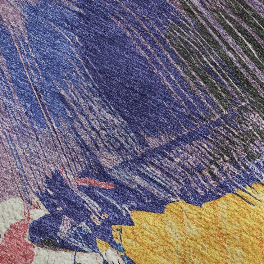 Gold Purple Teal And Red Abstract Washable Area Rug With UV Protection Photo 2