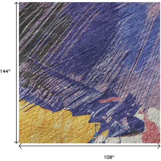 Gold Purple Teal And Red Abstract Washable Area Rug With UV Protection Photo 9