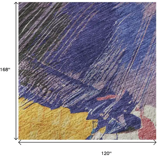 Gold Purple Teal And Red Abstract Washable Area Rug With UV Protection Photo 9