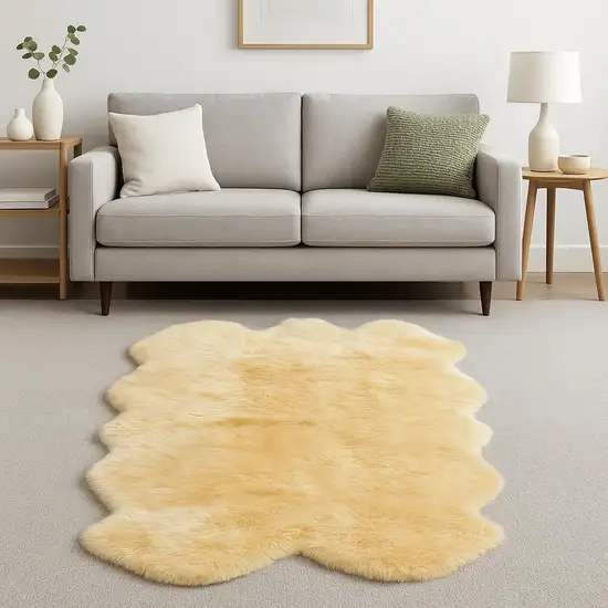 Gold Genuine Sheepskin Animal Print Shag Area Rug Photo 2