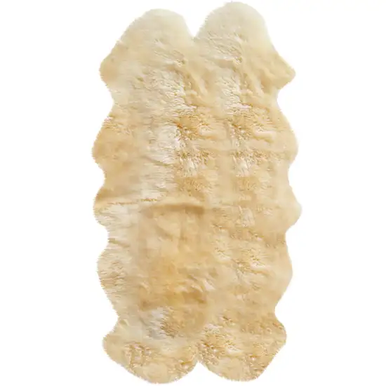 Gold Genuine Sheepskin Animal Print Shag Area Rug Photo 1