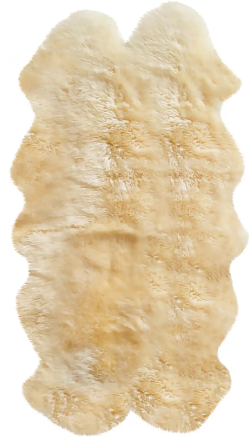 Gold Genuine Sheepskin Animal Print Shag Area Rug Photo 1