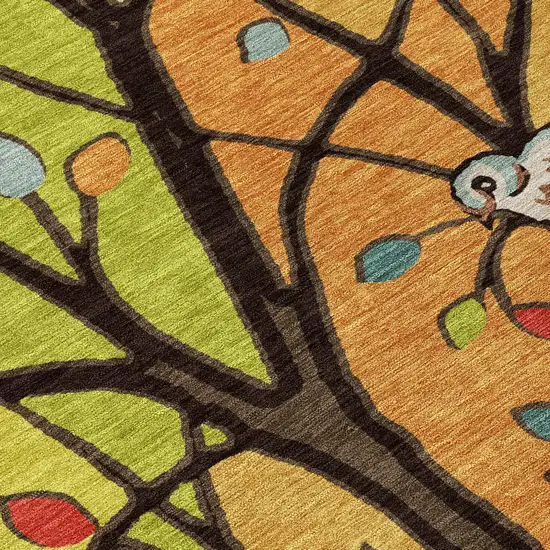 Gold Red And Green Botanical Leaves Washable Indoor Outdoor Area Rug Photo 7