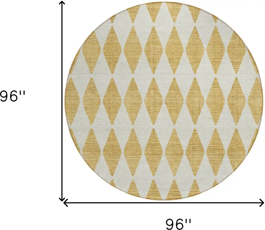 Gold Round Geometric Washable Non Skid Indoor Outdoor Area Rug Photo 3