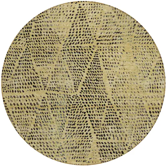 Gold Round Geometric Washable Non Skid Indoor Outdoor Area Rug Photo 2