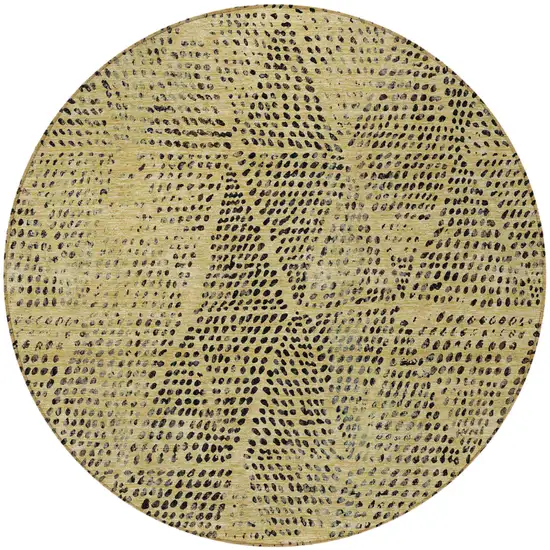 Gold Round Geometric Washable Non Skid Indoor Outdoor Area Rug Photo 5