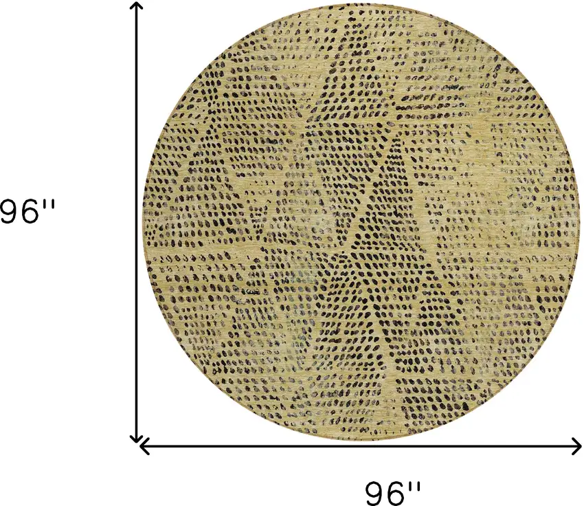 8' Gold Black And Charcoal Round Geometric Washable Indoor Outdoor Area Rug Photo 3