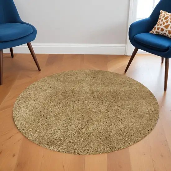 6' Gold Hand Woven Round Rug Photo 1