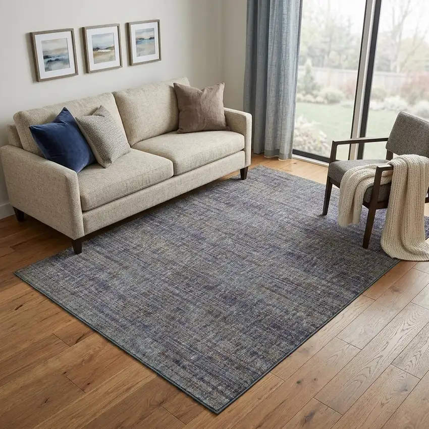 Purple And Gray Distressed Area Rug Photo 1