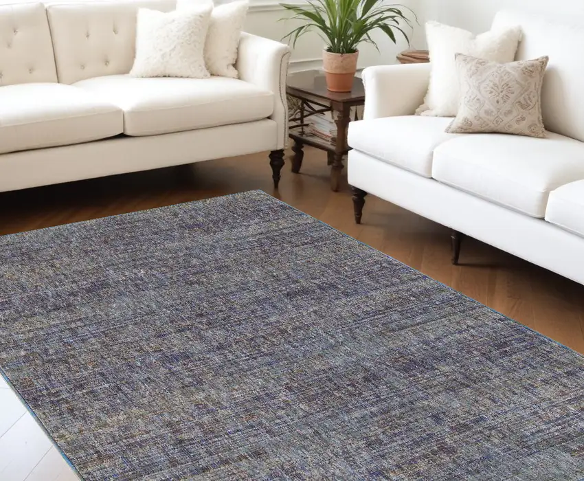 Blue and Ivory Power Loom Area Rug Photo 1