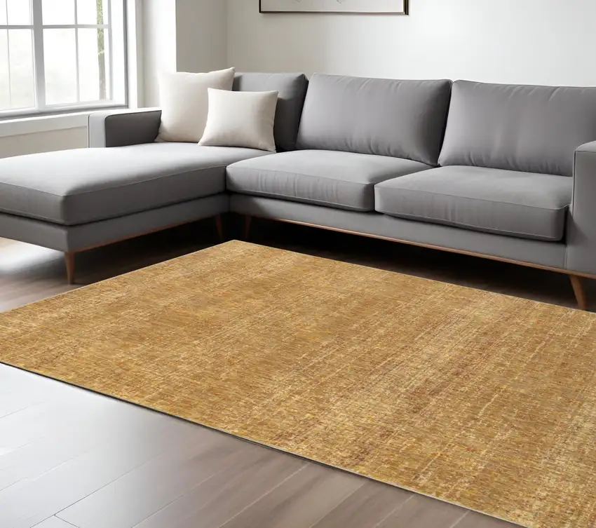 Gold And Yellow Distressed Area Rug Photo 1
