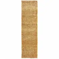 Photo of Gold Rust Brown Ivory Purple And Lavender Power Loom Stain Resistant Runner Rug