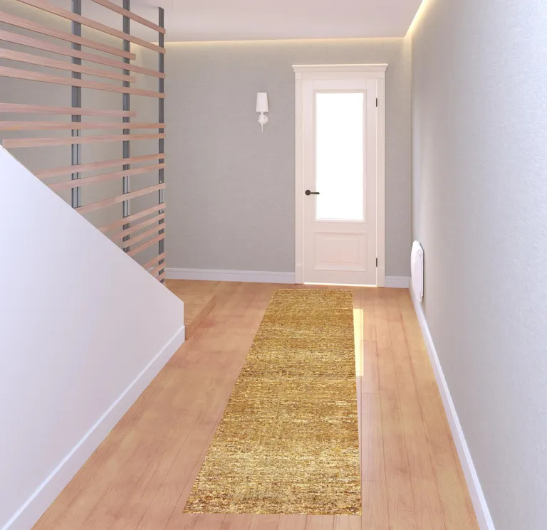 Gold Rust Brown Ivory Purple And Lavender Power Loom Stain Resistant Runner Rug Photo 2