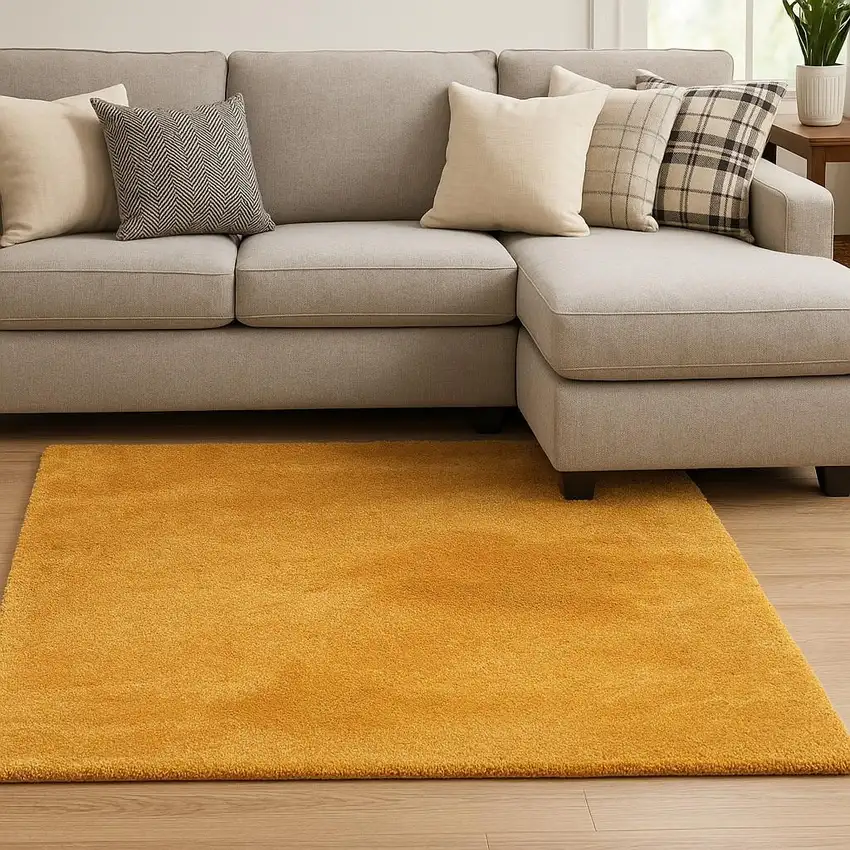 Gold Shag Hand Tufted Area Rug Photo 1