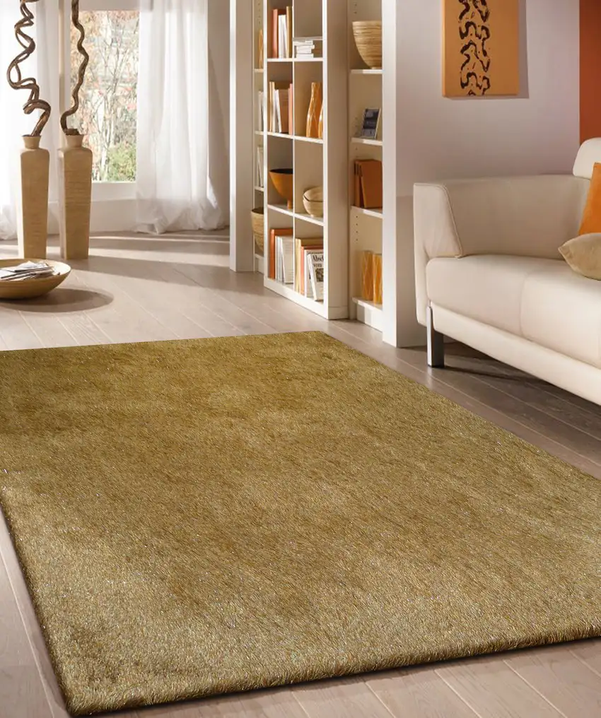 Gold Shag Hand Tufted Area Rug Photo 6