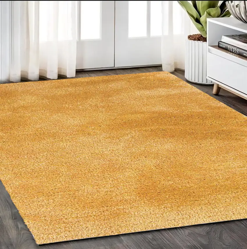 Gold Shag Hand Tufted Area Rug Photo 1