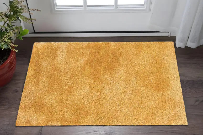 Gold Shag Hand Tufted Area Rug Photo 1