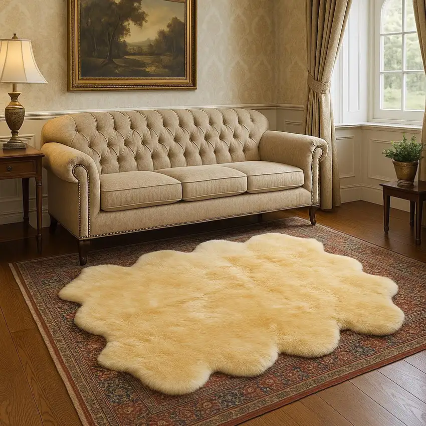 Gold Shag Sheepskin Area Rug Photo 2