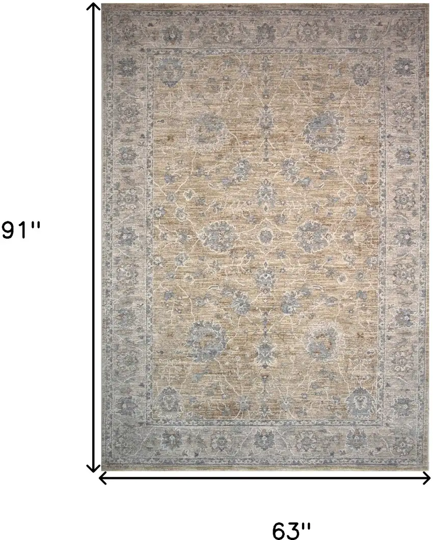 Gold Southwestern Power Loom Stain Resistant Area Rug Photo 3