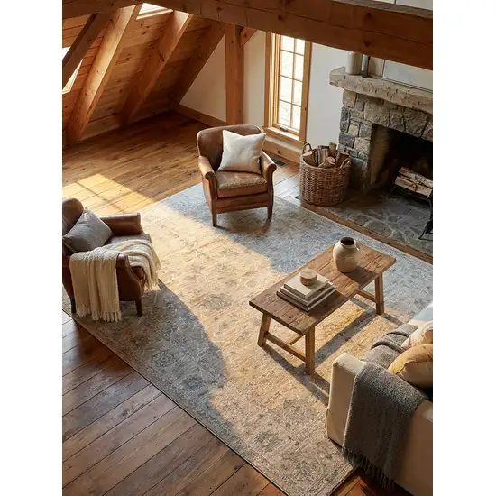 Gold Southwestern Power Loom Stain Resistant Area Rug Photo 8