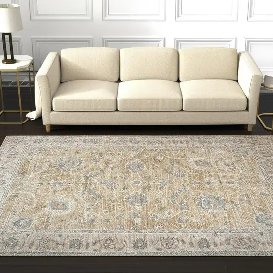 Gold Southwestern Power Loom Stain Resistant Area Rug Photo 1