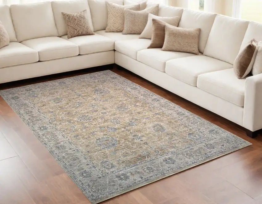 Gold Southwestern Power Loom Stain Resistant Area Rug Photo 1