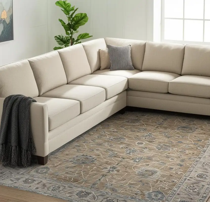 Gold Southwestern Power Loom Stain Resistant Area Rug Photo 1