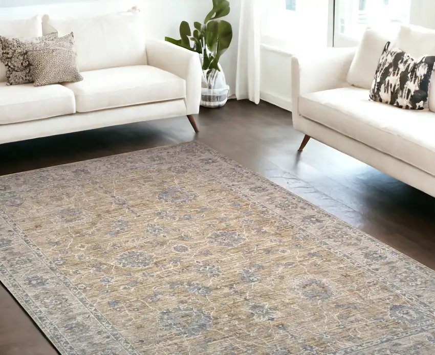 Gold Southwestern Power Loom Stain Resistant Area Rug Photo 1
