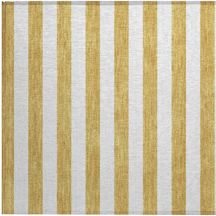 Gold Striped Washable Non Skid Indoor Outdoor Area Rug Photo 7