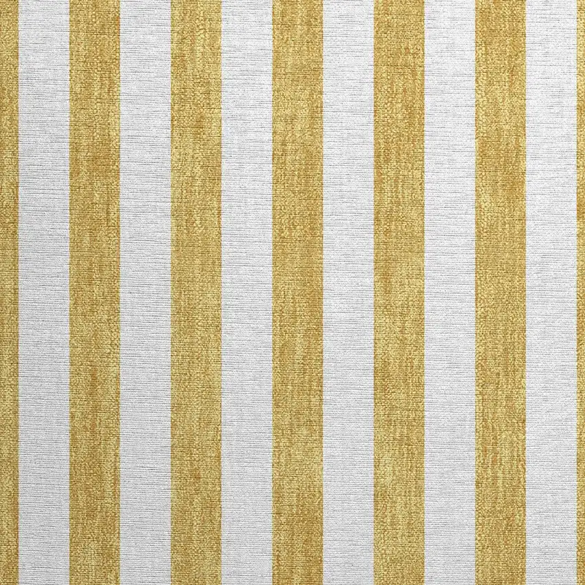 Gold Striped Washable Non Skid Indoor Outdoor Area Rug Photo 6