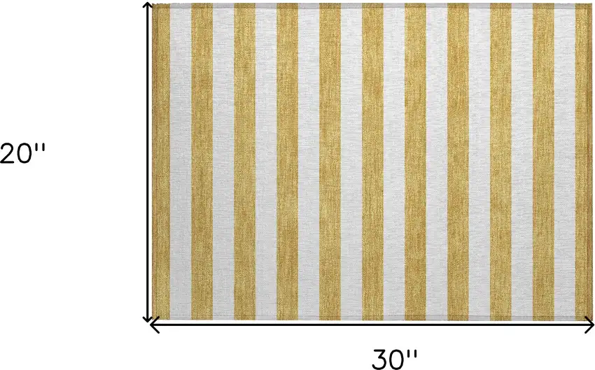Gold Striped Washable Non Skid Indoor Outdoor Area Rug Photo 3