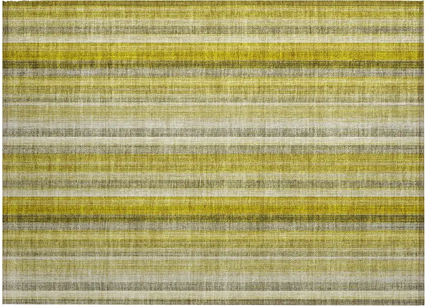 Gold Striped Washable Non Skid Indoor Outdoor Area Rug Photo 2