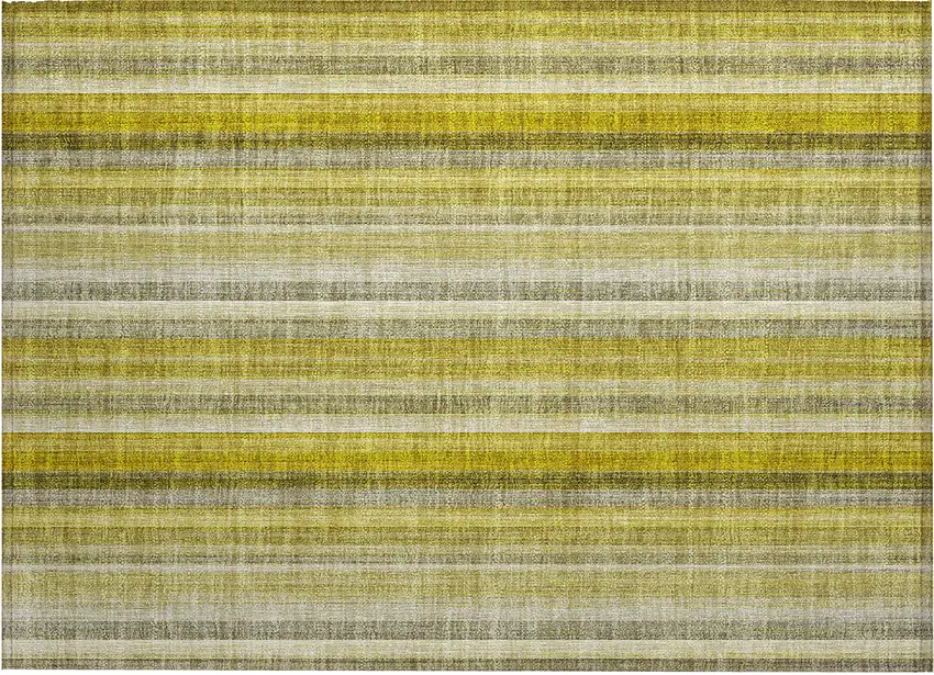 Gold Striped Washable Non Skid Indoor Outdoor Area Rug Photo 2