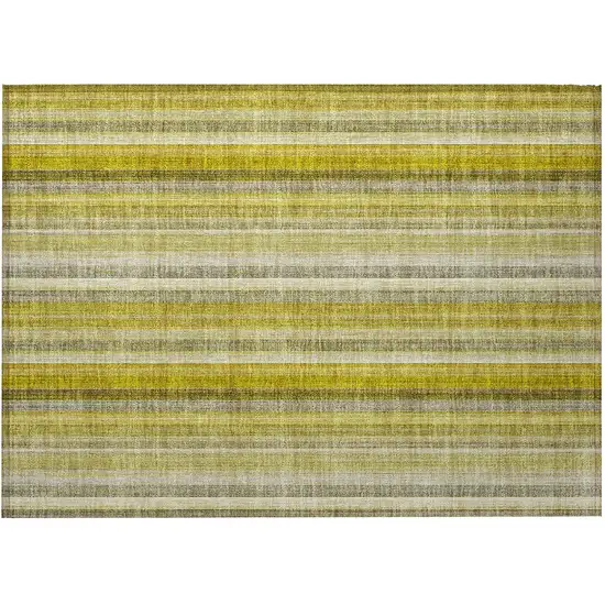 Gold Striped Washable Non Skid Indoor Outdoor Area Rug Photo 5