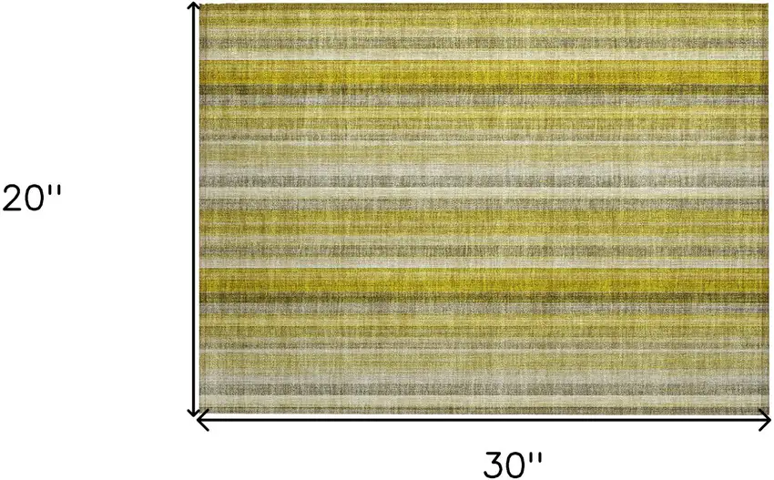 Gold Striped Washable Non Skid Indoor Outdoor Area Rug Photo 3