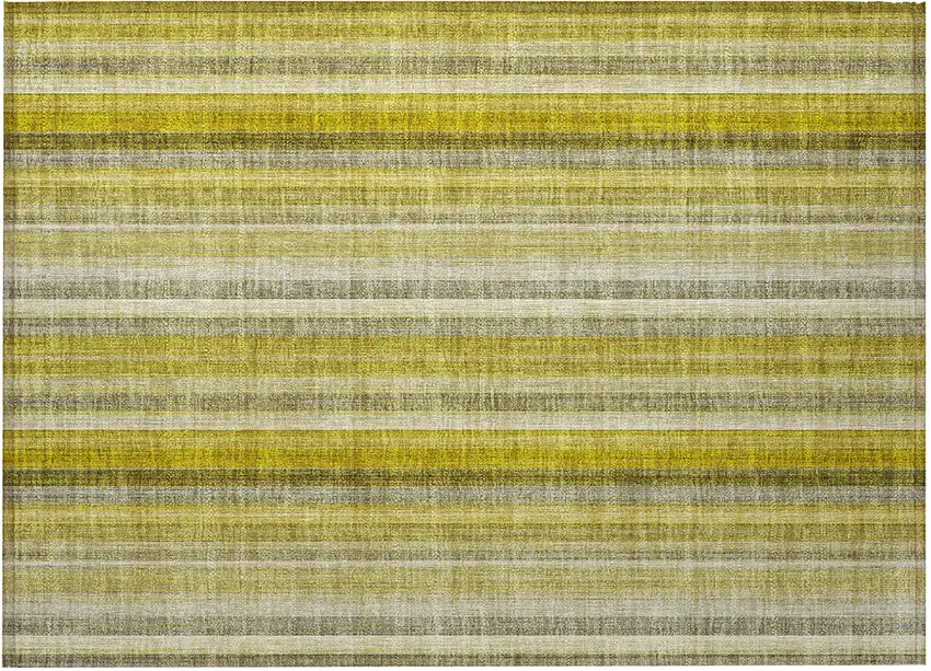 Gold Striped Washable Non Skid Indoor Outdoor Area Rug Photo 4