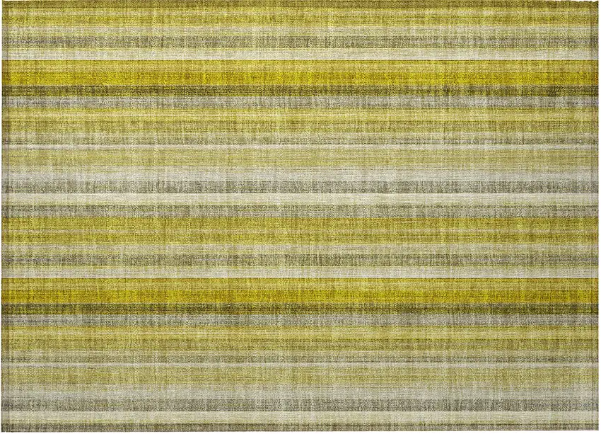 Gold Striped Washable Non Skid Indoor Outdoor Area Rug Photo 4