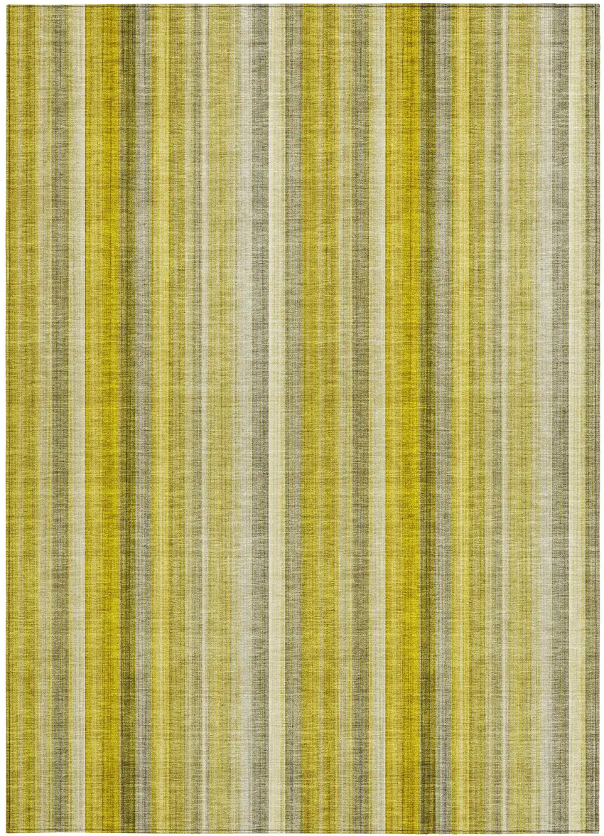 Gold Striped Washable Non Skid Indoor Outdoor Area Rug Photo 4
