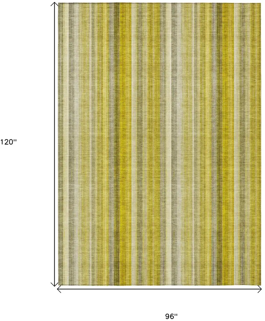 Gold Striped Washable Non Skid Indoor Outdoor Area Rug Photo 3