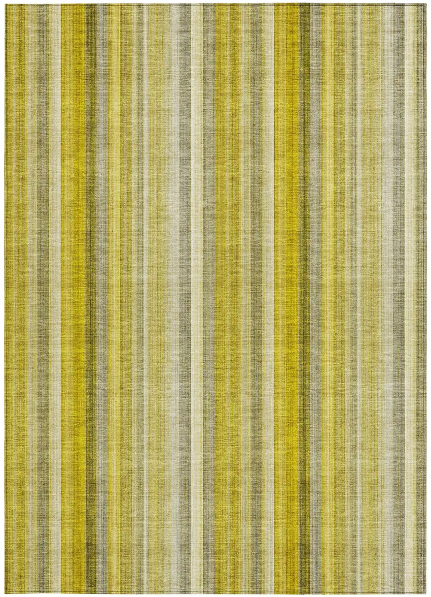 Gold Striped Washable Non Skid Indoor Outdoor Area Rug Photo 4