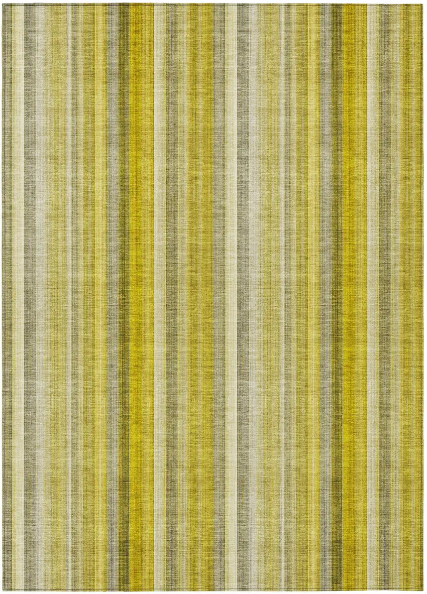 Gold Striped Washable Non Skid Indoor Outdoor Area Rug Photo 2