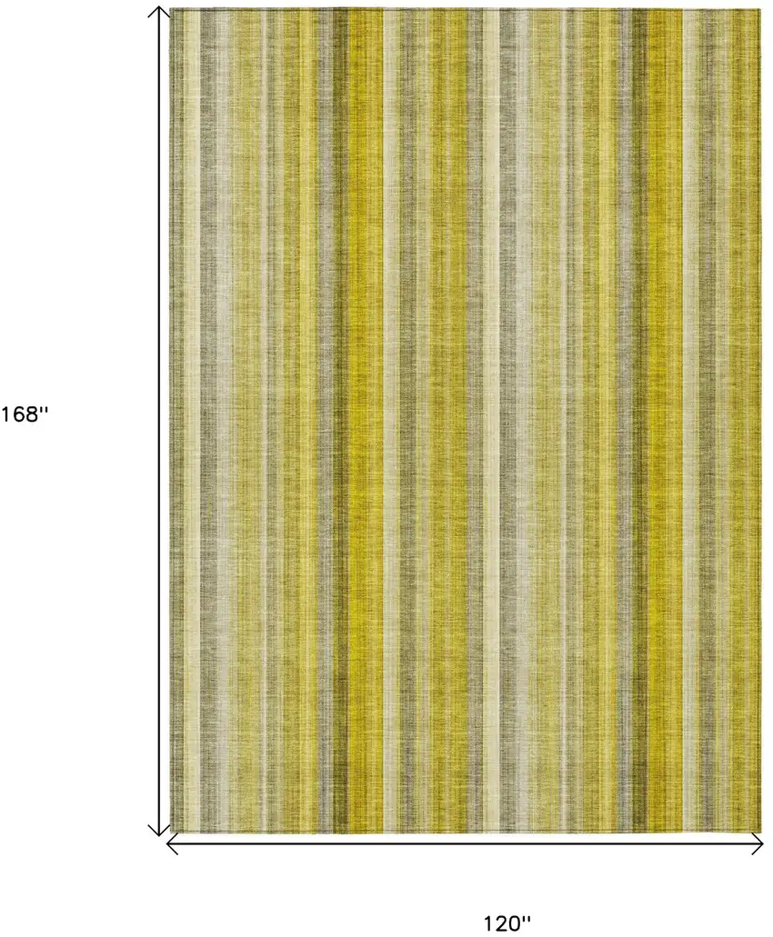 Gold Striped Washable Non Skid Indoor Outdoor Area Rug Photo 3