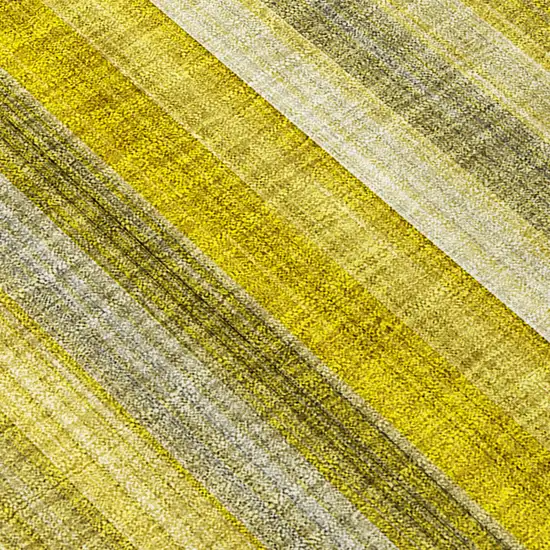 Gold Striped Washable Non Skid Indoor Outdoor Area Rug Photo 8