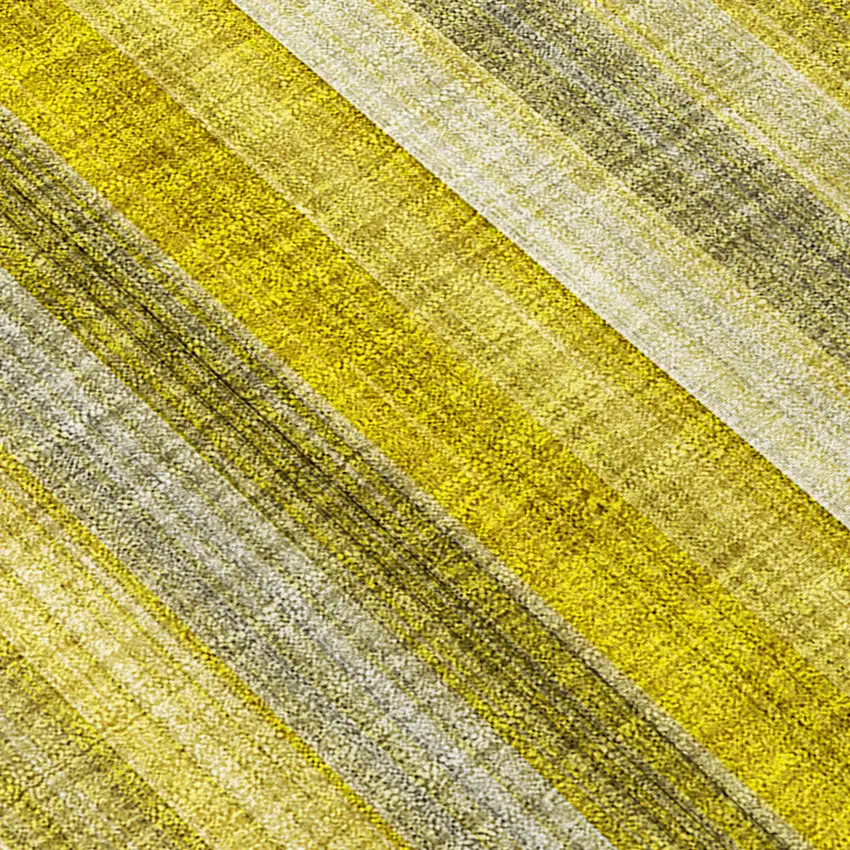 Gold Striped Washable Non Skid Indoor Outdoor Area Rug Photo 8