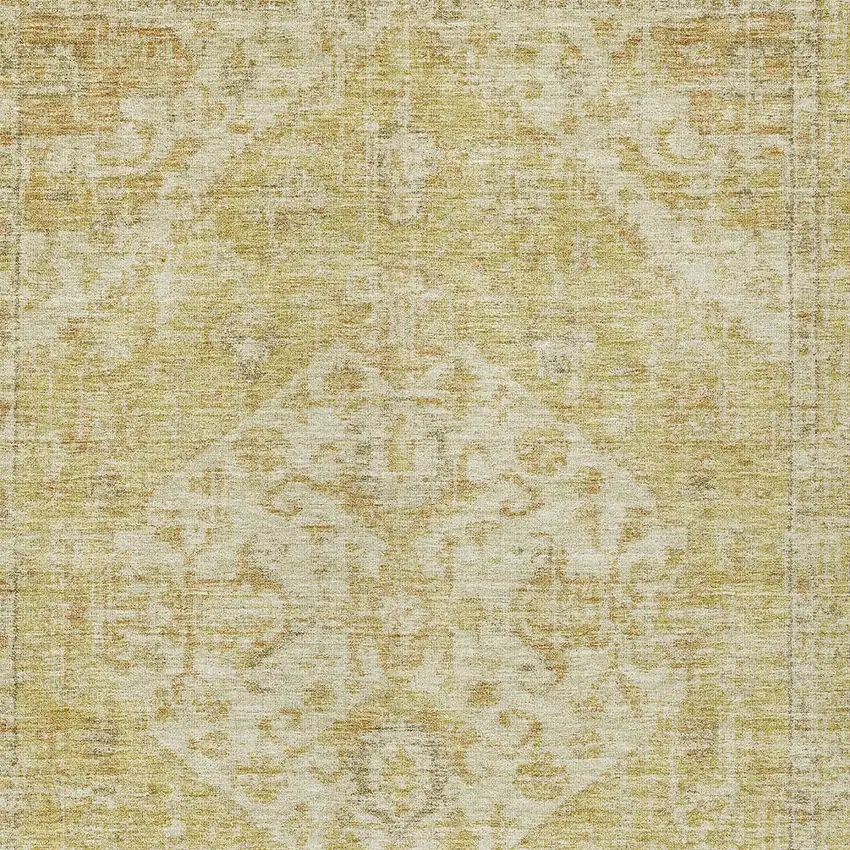 Gold Tan And Beige Oriental Washable Indoor Outdoor Area Rug Photo 5